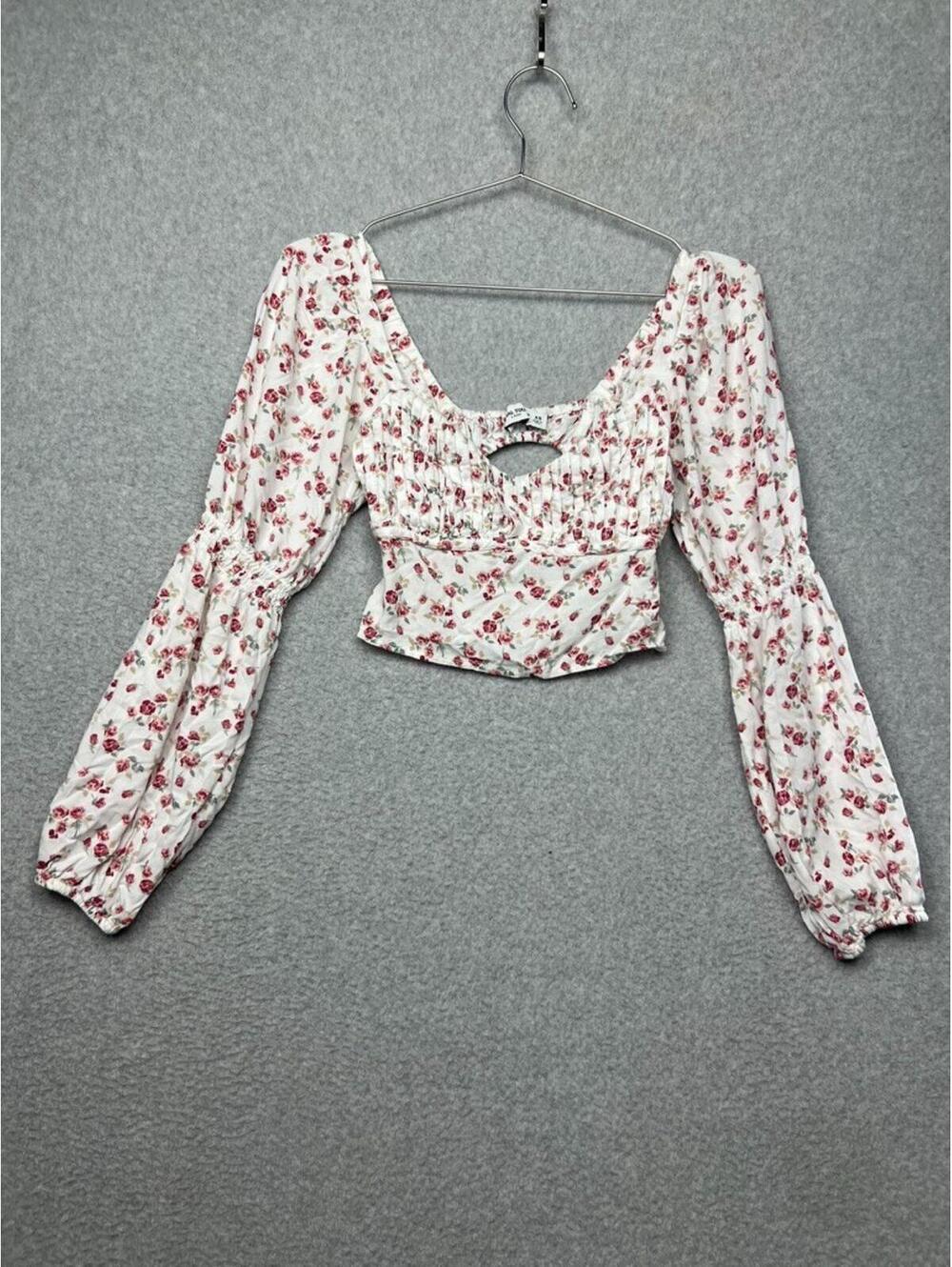 Y2K Social Tourist Floral Milkmaid Top Size XS Cropped Boho Dainty Cottagecore